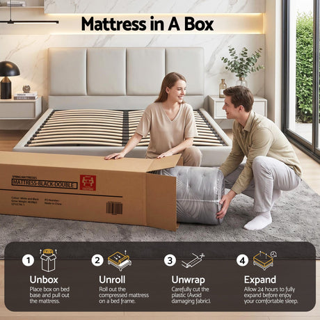 Medium Firm Bamboo Euro Top Pocket Spring Mattress, 34cm Double - Allure Home Collections