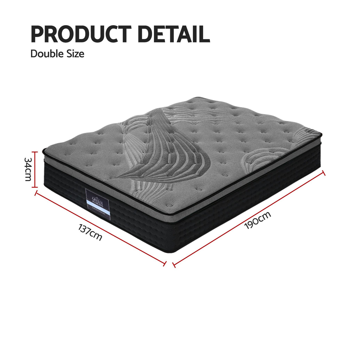 Medium Firm Bamboo Euro Top Pocket Spring Mattress, 34cm Double - Allure Home Collections