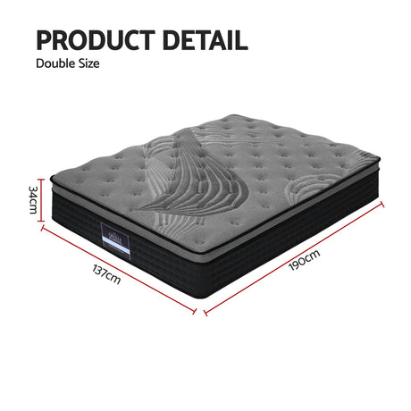 Medium Firm Bamboo Euro Top Pocket Spring Mattress, 34cm Double - Allure Home Collections