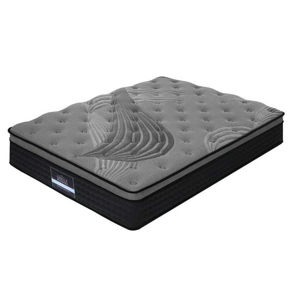 Giselle Bedding 34cm Bamboo Charcoal Euro Top Pocket Spring Mattress — 5-Zone Coil — Allure Home Collections