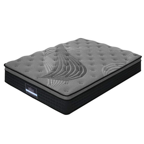 Giselle Bedding 34cm Bamboo Charcoal Euro Top Pocket Spring Mattress — 5-Zone Coil — Allure Home Collections