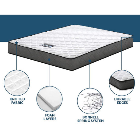 Giselle Bedding 16cm Medium Firm Bonnell Spring Mattress — Quilted Tight Top — Allure Home Collections