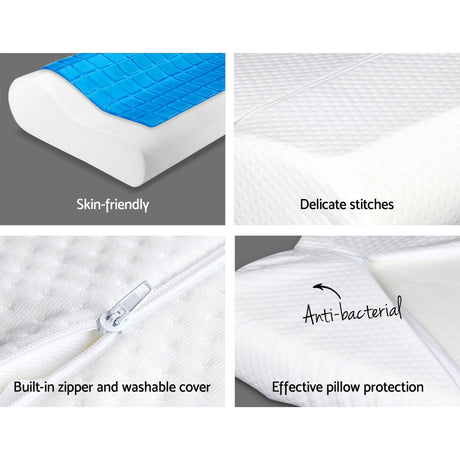 Giselle Bedding Cool Gel Contour Pillow Twin Pack — High-Density Memory Foam — Allure Home Collections
