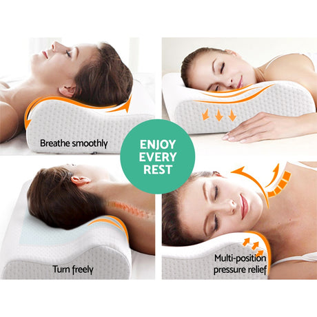 Giselle Bedding Cool Gel Contour Pillow Twin Pack — High-Density Memory Foam — Allure Home Collections