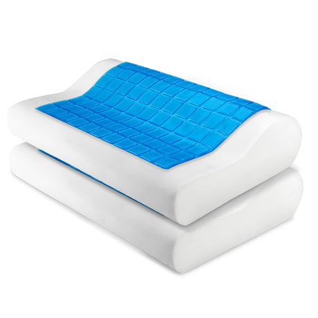 Giselle Bedding Cool Gel Contour Pillow Twin Pack — High-Density Memory Foam — Allure Home Collections
