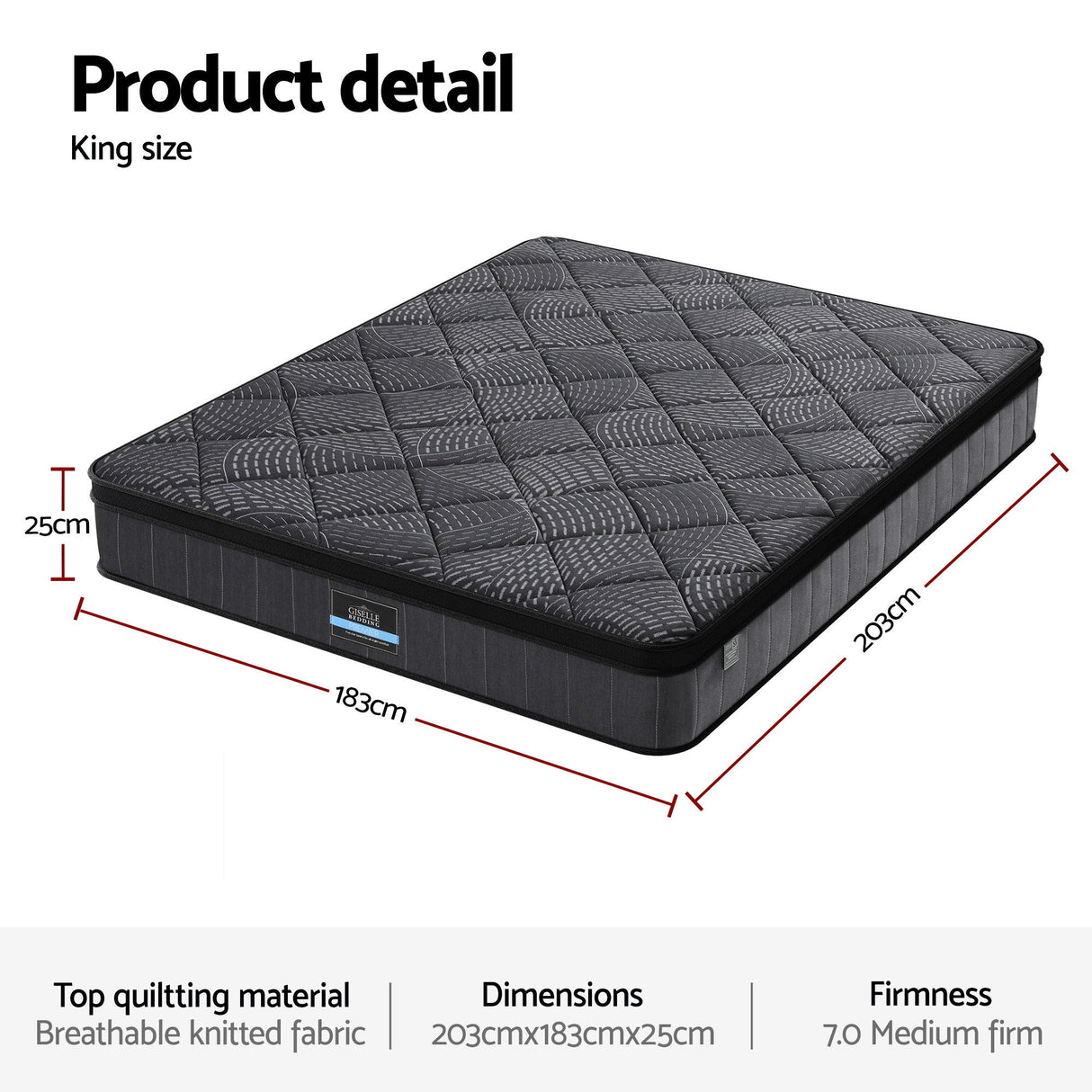 Medium Firm Latex Euro Top Pocket Spring Mattress, 25cm King
