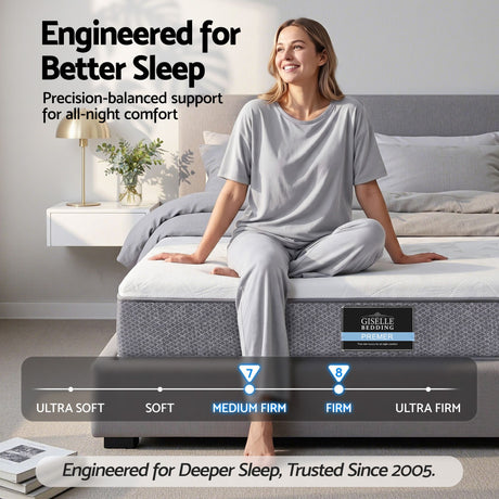Medium Firm to Firm Pocket Spring Mattress, 23cm Queen
