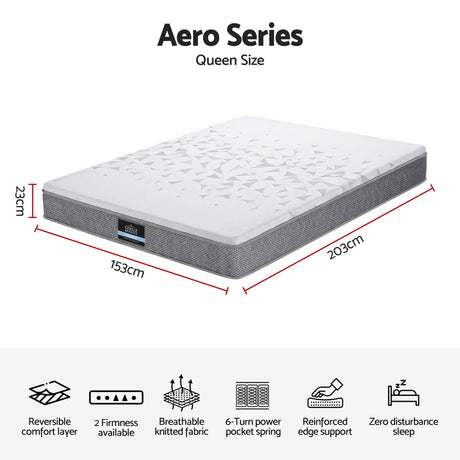 Medium Firm to Firm Pocket Spring Mattress, 23cm Queen