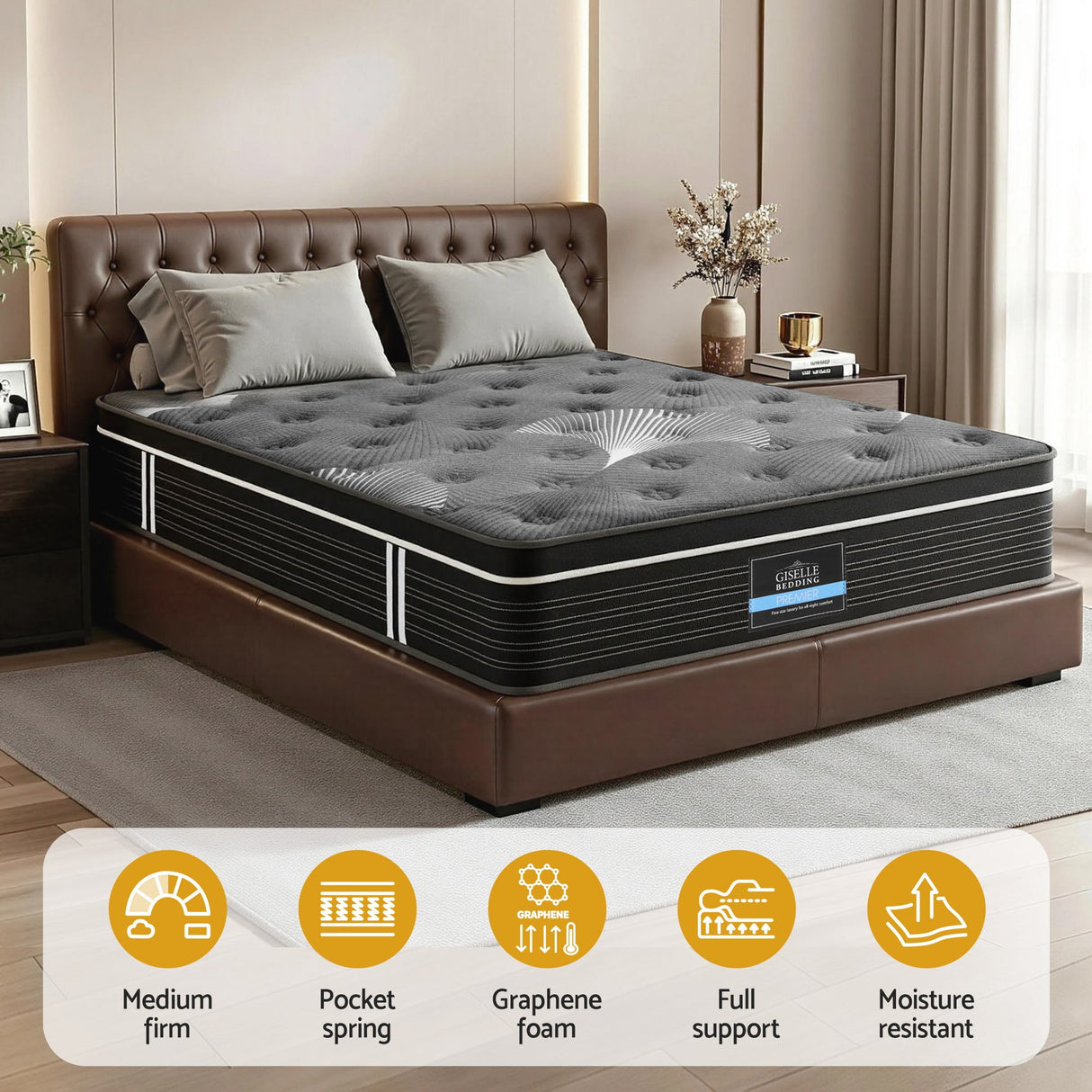 Medium Firm Euro Top Pocket Spring Mattress with Graphene Memory Foam, 35cm King (view 5 of 11)