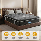 Medium firm graphene Euro top pocket spring mattress in Queen size - image 5