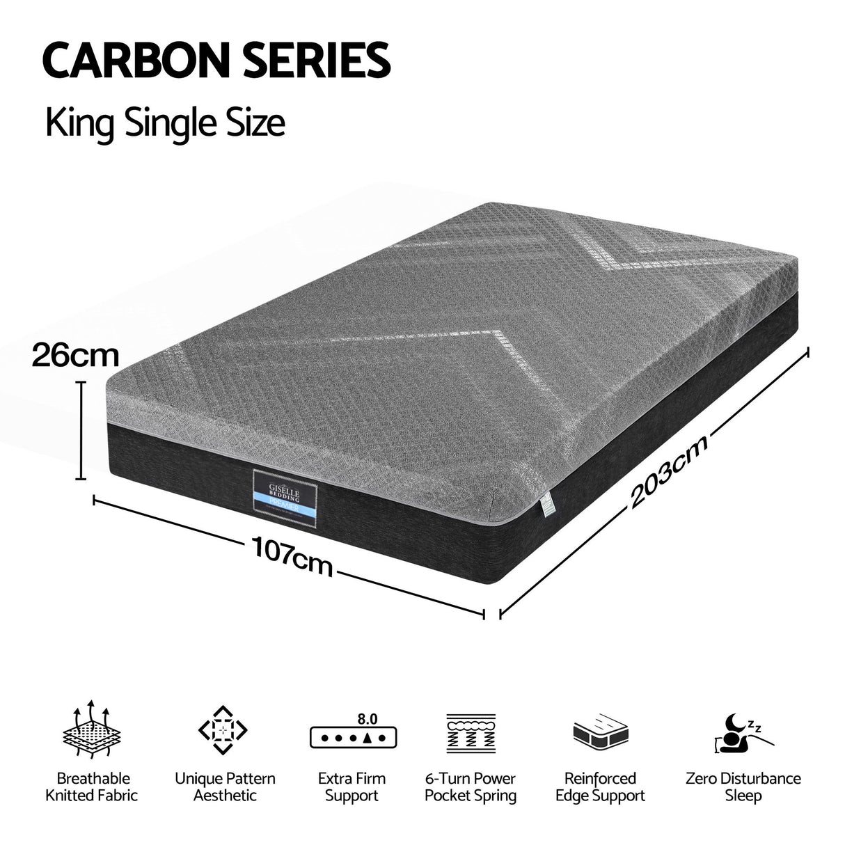Firm Pocket Spring Mattress, 26cm King Single