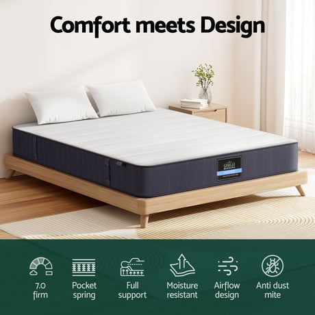 Giselle Bedding Cloud Series 20cm Pocket Spring Mattress — 7.0 Firmness, Tight Top — Allure Home Collections
