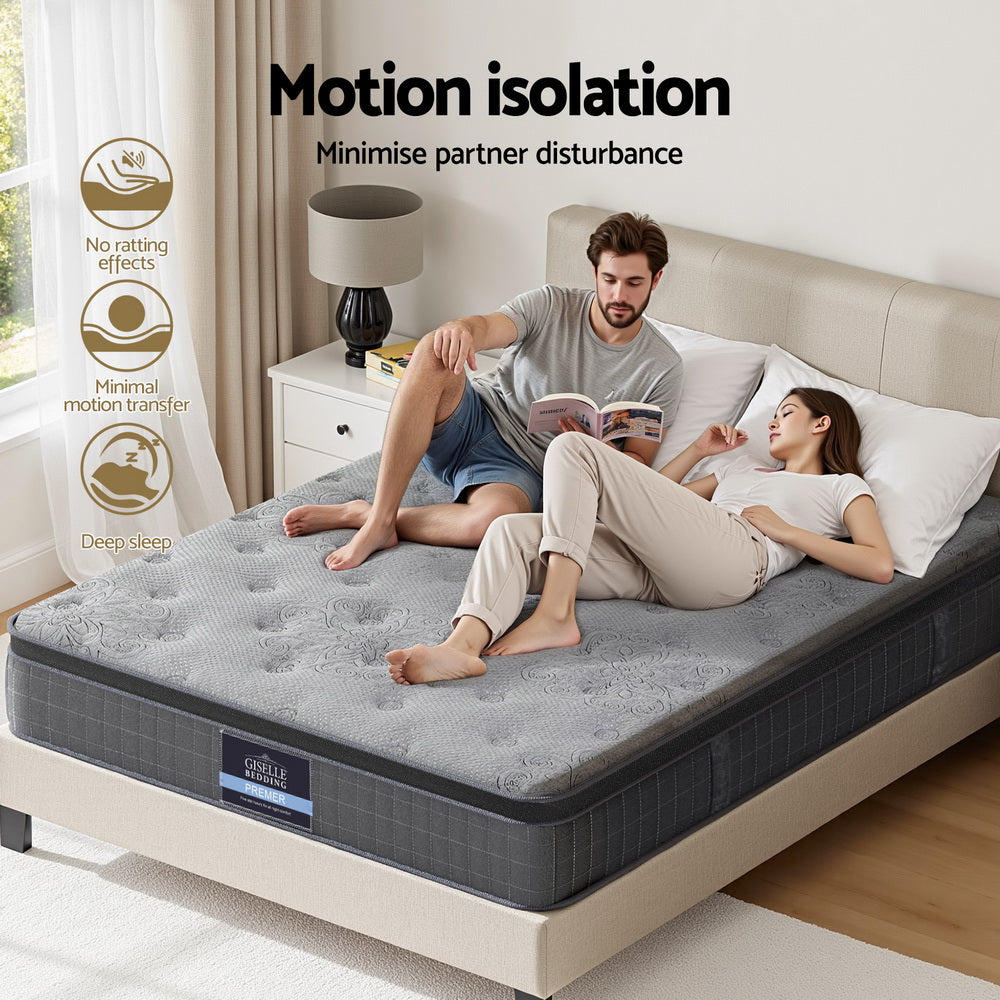 Giselle Bedding DOVE Series 26cm Latex Foam Euro Top Pocket Spring Mattress — Bamboo Charcoal — Allure Home Collections