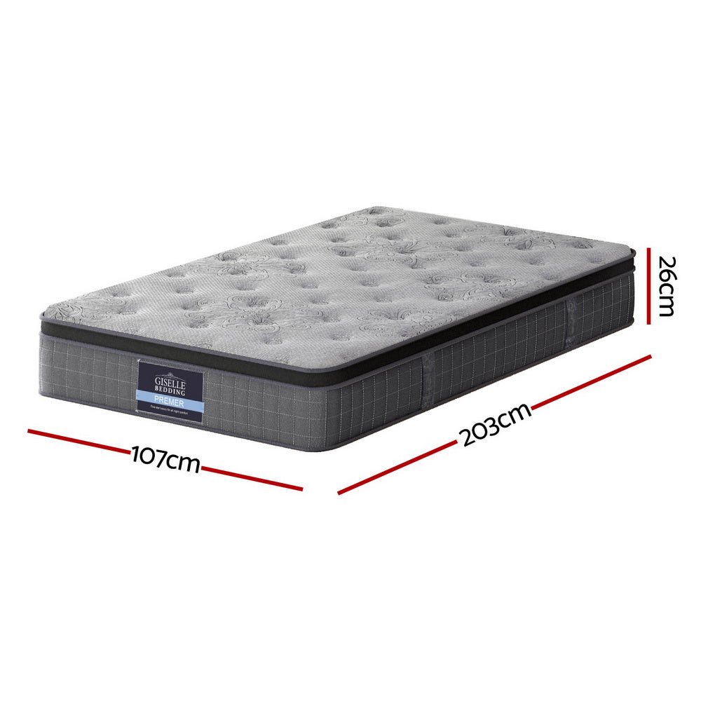 Giselle Bedding DOVE Series 26cm Latex Foam Euro Top Pocket Spring Mattress — Bamboo Charcoal — Allure Home Collections