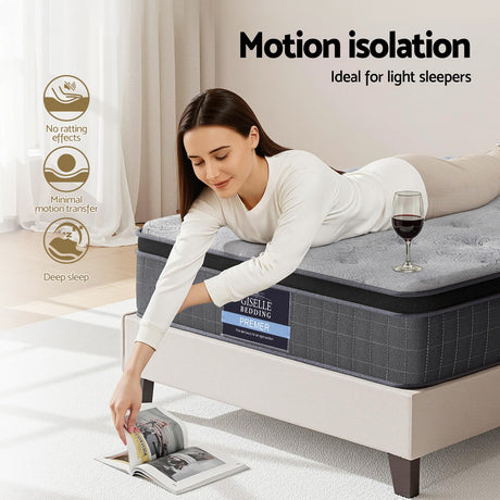 Giselle Bedding DOVE Series 26cm Latex Foam Euro Top Pocket Spring Mattress — Bamboo Charcoal — Allure Home Collections