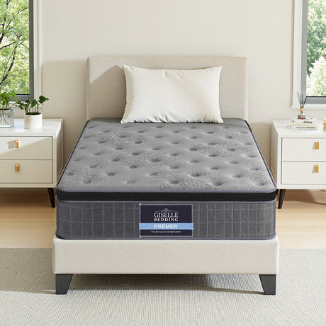 Giselle Bedding DOVE Series 26cm Latex Foam Euro Top Pocket Spring Mattress — Bamboo Charcoal — Allure Home Collections