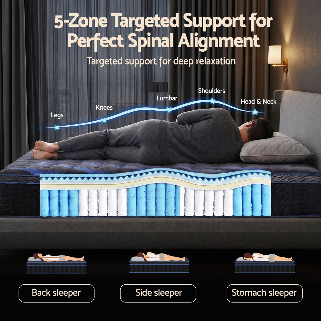 Medium Firm Gel Memory Foam Hybrid Mattress, 34cm Single