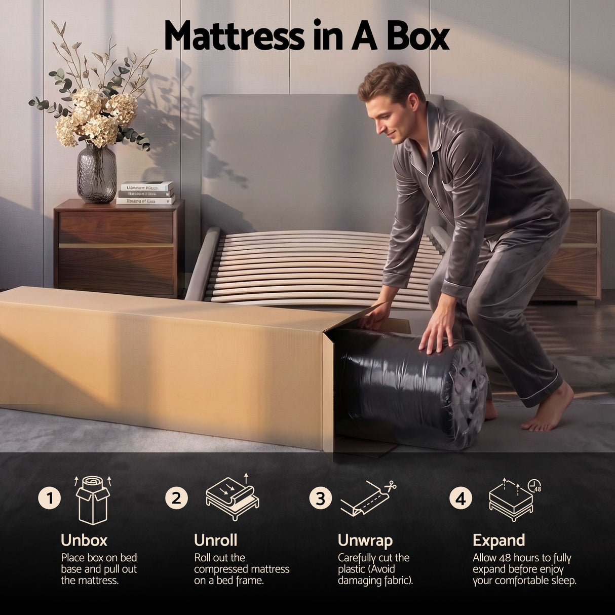 Medium Firm Gel Memory Foam Hybrid Mattress, 34cm Single