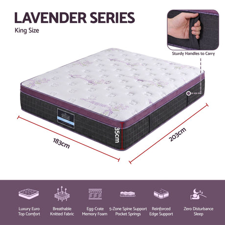Firm euro top pocket spring mattress, 35cm king