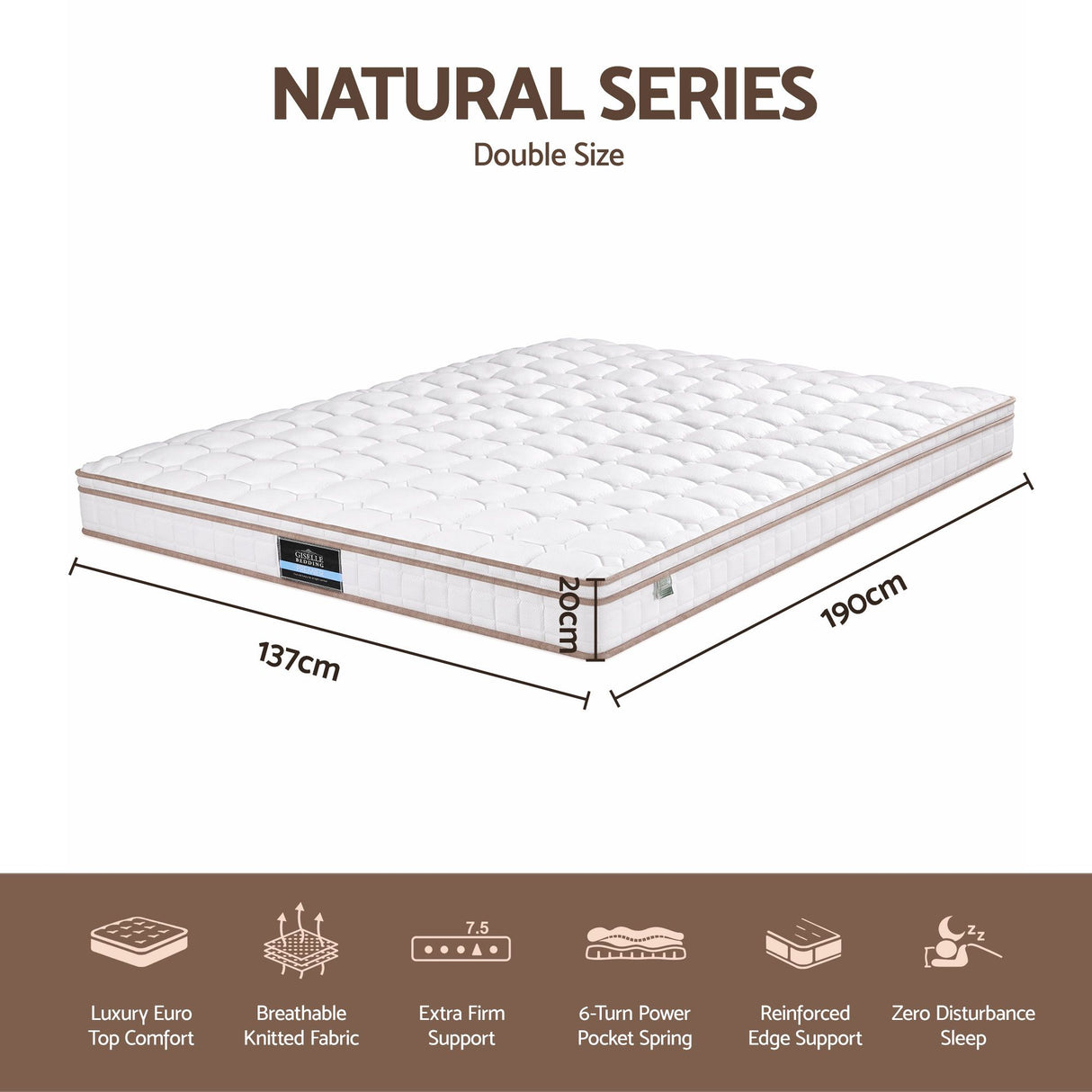 Firm Euro Top Pocket Spring Mattress, 20cm Double