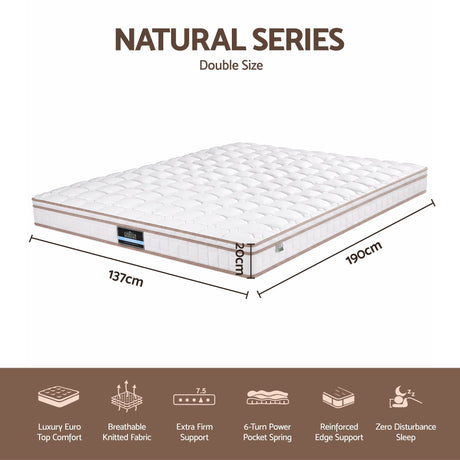 Firm Euro Top Pocket Spring Mattress, 20cm Double