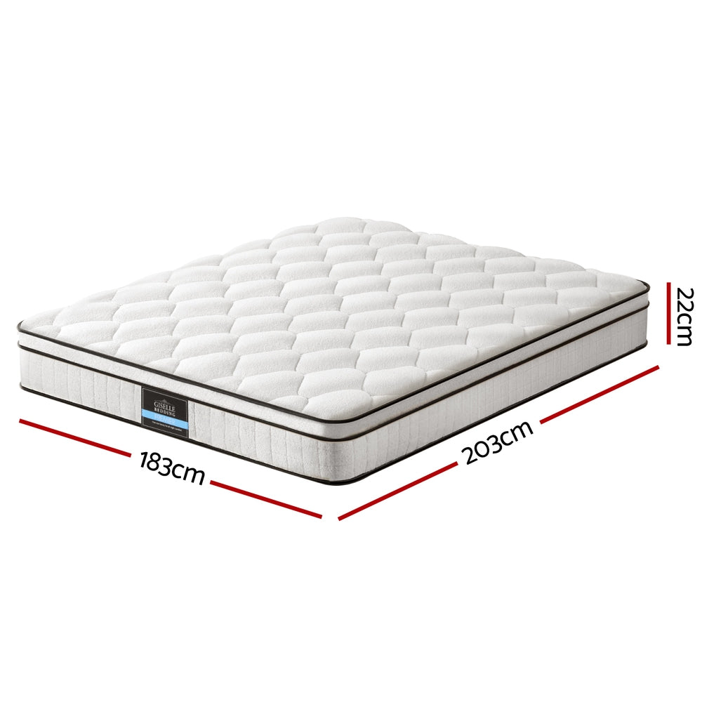Giselle 22cm Euro Top Pocket Spring Mattress — 6-Turn Enhanced Coils, Medium Firm — Allure Home Collections