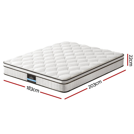 Giselle 22cm Euro Top Pocket Spring Mattress — 6-Turn Enhanced Coils, Medium Firm — Allure Home Collections