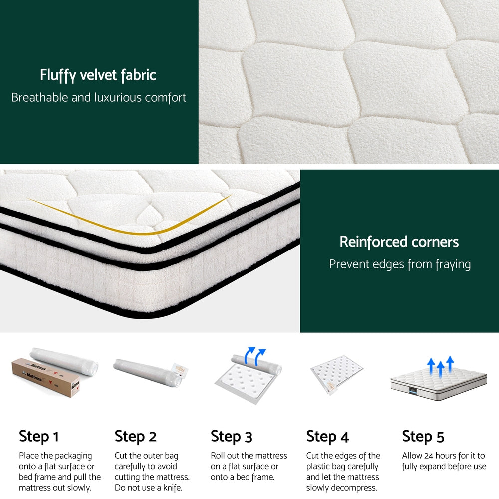Giselle 22cm Euro Top Pocket Spring Mattress — 6-Turn Enhanced Coils, Medium Firm — Allure Home Collections