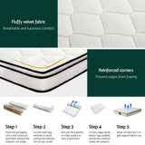 Giselle 22cm Euro Top Pocket Spring Mattress — 6-Turn Enhanced Coils, Medium Firm — Allure Home Collections