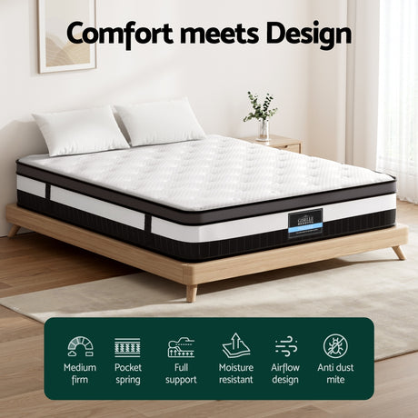 Medium Firm Euro Top Pocket Spring Mattress, 30cm Queen