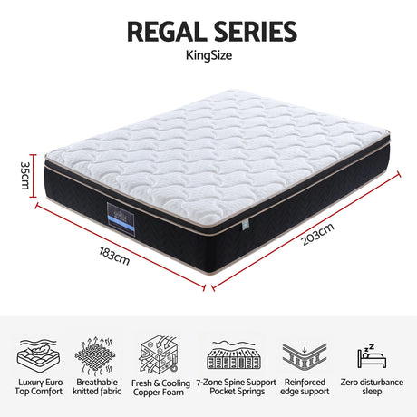 Firm euro top copper memory foam pocket spring mattress, 35cm king