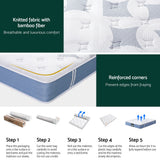 Giselle 25cm Medium-Firm Euro Top Pocket Spring Mattress — Bamboo Fibre Knit — Allure Home Collections