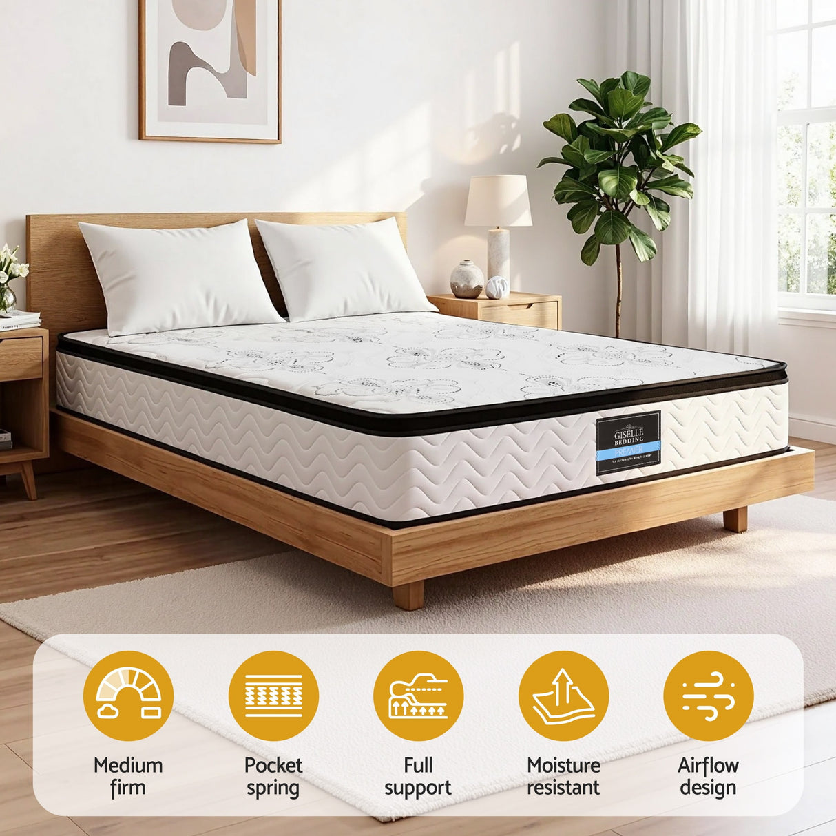 Medium Firm Euro Top Pocket Spring Mattress, 30cm King (view 5 of 11)