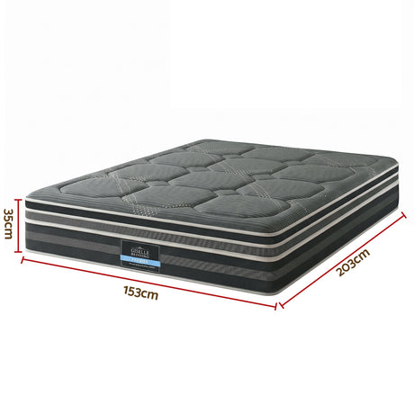 Medium firm 7 zone euro top pocket spring mattress, 35cm queen