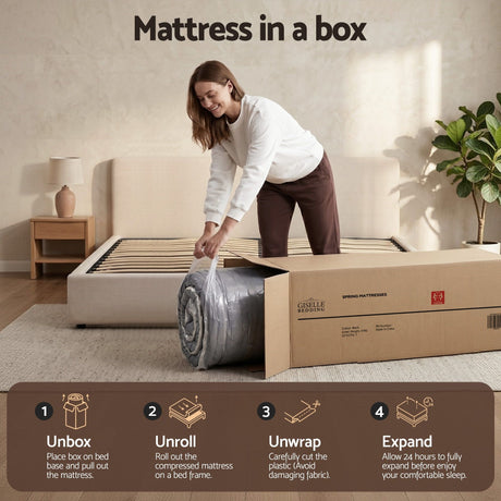 Medium firm 7 zone euro top pocket spring mattress, 35cm queen