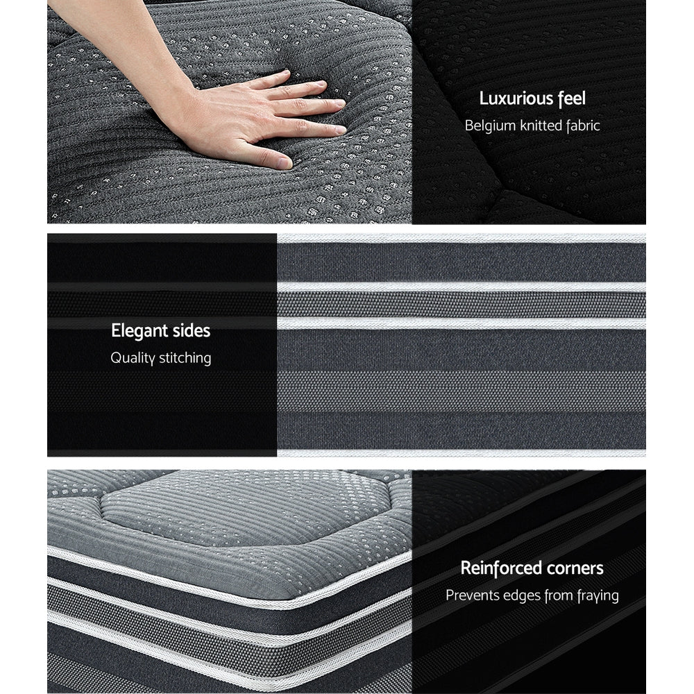 Giselle Bedding 35cm Dual Euro Top Medium-Firm Mattress — Bamboo Charcoal Cover — Allure Home Collections