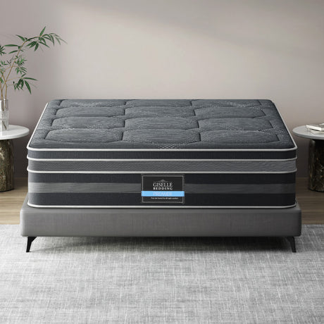 Giselle Bedding 35cm Dual Euro Top Medium-Firm Mattress — Bamboo Charcoal Cover — Allure Home Collections