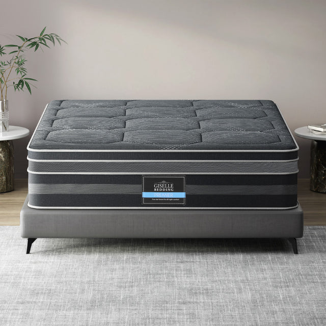 Giselle Bedding 35cm Dual Euro Top Medium-Firm Mattress — Bamboo Charcoal Cover — Allure Home Collections