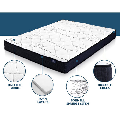 Giselle Bedding 16cm Medium Firm Bonnell Spring Mattress — Quilted Finish — Allure Home Collections