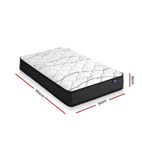 Giselle Bedding 16cm Medium Firm Bonnell Spring Mattress — Quilted Finish — Allure Home Collections