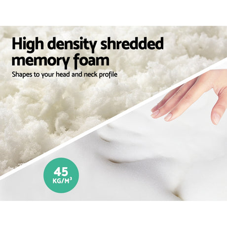 Giselle Bedding Memory Foam Pillow Twin Pack — 19cm Thick, Neck and Shoulder Relief — Allure Home Collections