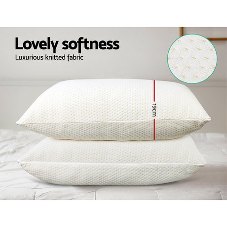 Giselle Bedding Memory Foam Pillow Twin Pack — 19cm Thick, Neck and Shoulder Relief — Allure Home Collections