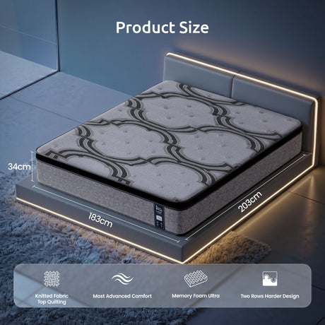 Firm 5 zone latex and memory foam pocket spring mattress, 34cm king