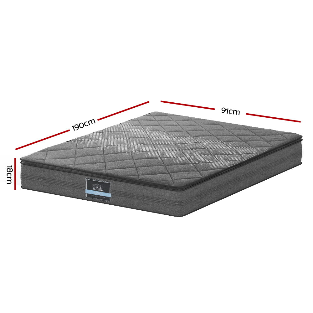 Giselle Bedding 18cm Medium-Firm Pillow Top Mattress — High-Density Foam, Bonnell Spring — Allure Home Collections