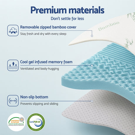 Giselle Bedding 7-Zone Memory Foam Mattress Topper — Open Cell, Bamboo Cover — Allure Home Collections