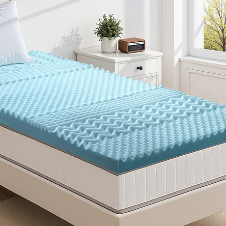 Giselle Bedding 7-Zone Memory Foam Mattress Topper — Open Cell, Bamboo Cover — Allure Home Collections