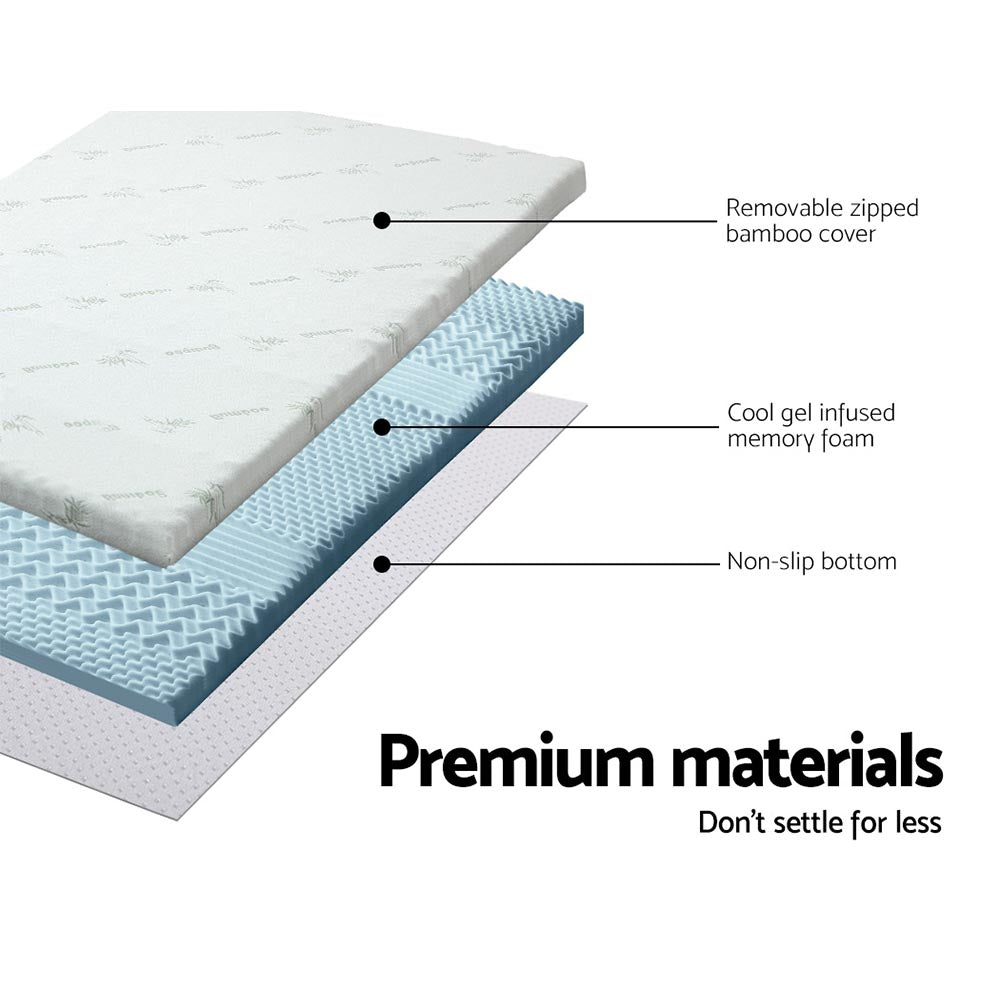 Giselle Bedding 8cm 7-Zone Memory Foam Mattress Topper — Open Cell, Bamboo Cover — Allure Home Collections
