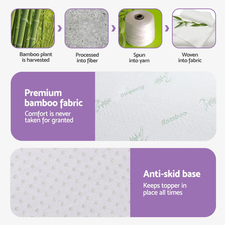 Giselle 8cm Lavender-Infused 7-Zone Memory Foam Topper — King Single, Bamboo Cover — Allure Home Collections