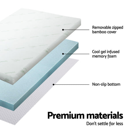 Giselle Bedding 10cm Cool Gel Memory Foam Mattress Topper — Bamboo Cover — Allure Home Collections