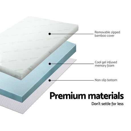 Giselle Bedding 10cm Cool Gel Memory Foam Mattress Topper — Bamboo Cover — Allure Home Collections